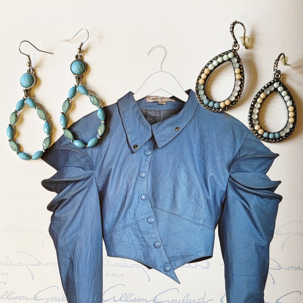 Two Pairs Turquoise Beaded Dangling Earrings